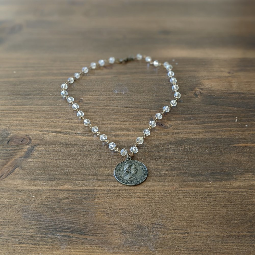 🌟BMD Clear Stone and Half Dollar Coin Choker Necklace